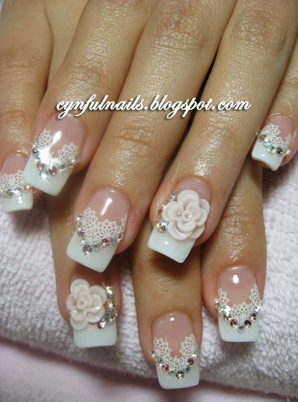 Nails Wedding
 Cynful Nails Bridal french lace nails