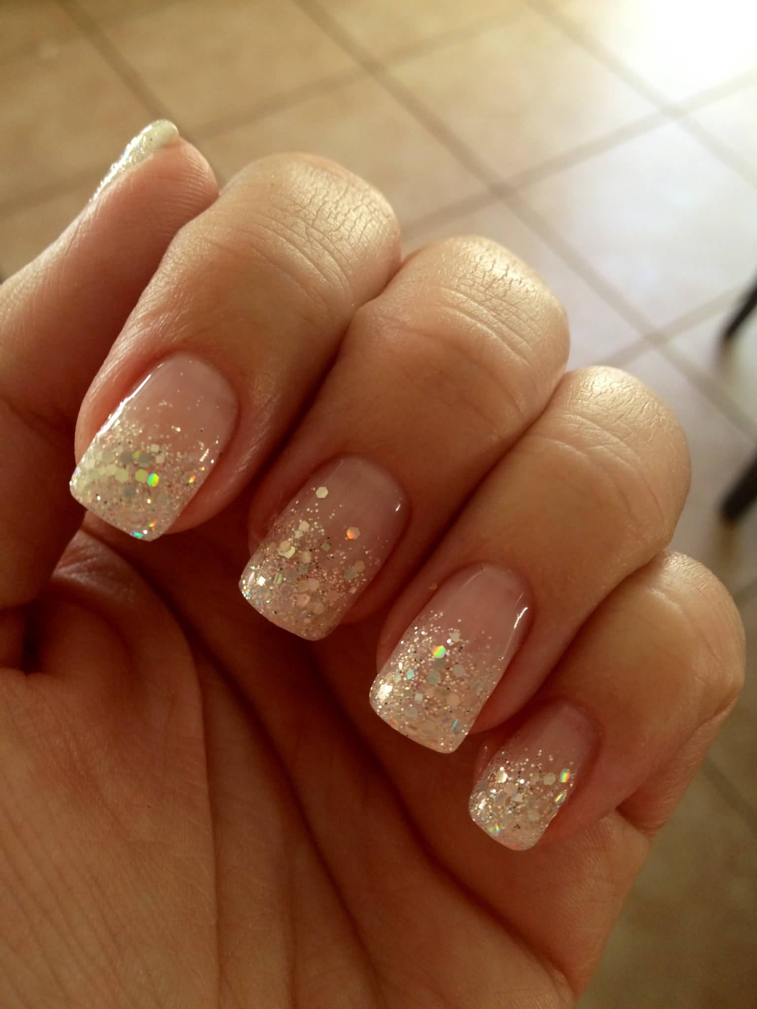 Nails With Glitter
 50 Most Beautiful Glitter French Tip Nail Art Design Ideas