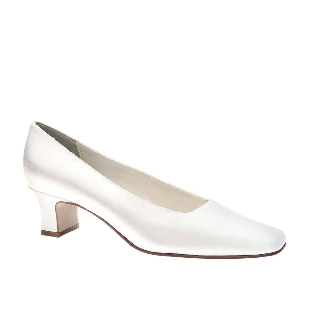Narrow Wedding Shoes
 NARROW WIDTH Women s Classic Basic Low Heel White Satin