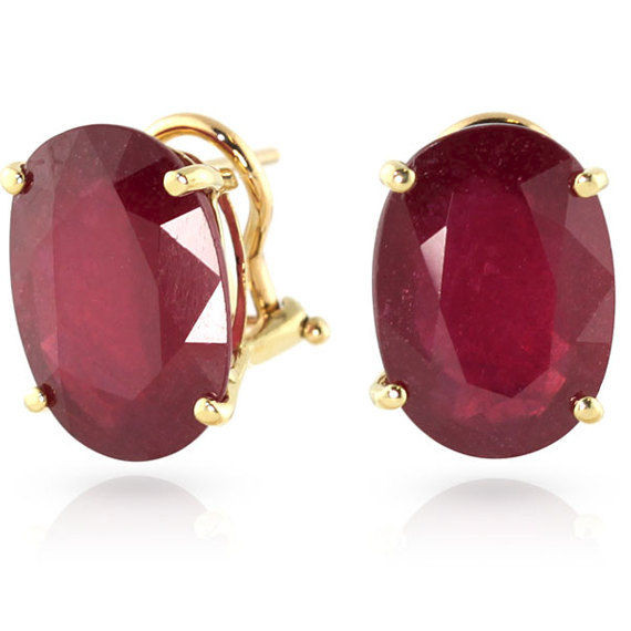 Natural Ruby Earrings
 14K Rose Gold 15 0ct Ruby Oval Stud Earrings Natural