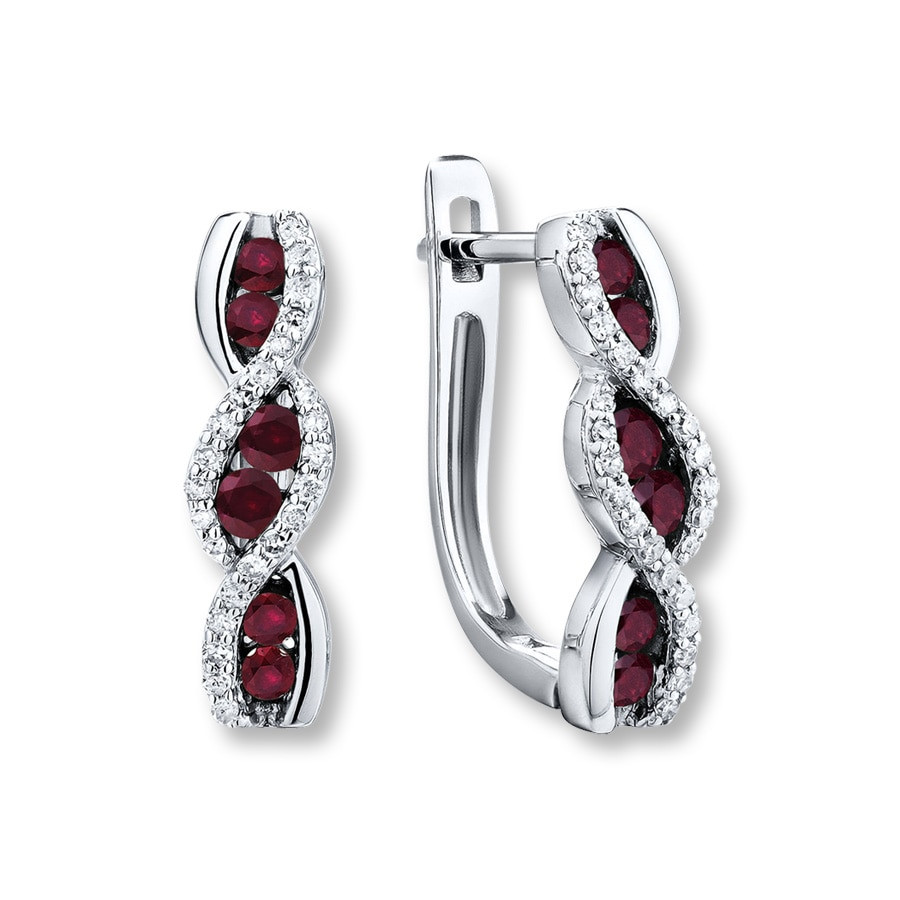 Natural Ruby Earrings
 Jared Natural Ruby Earrings 1 6 ct tw Diamonds 14K White