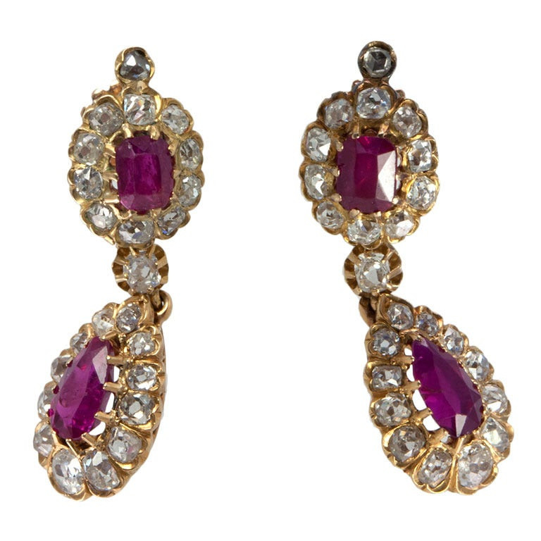 Natural Ruby Earrings
 Victorian Natural Ruby and Diamond Earrings at 1stdibs