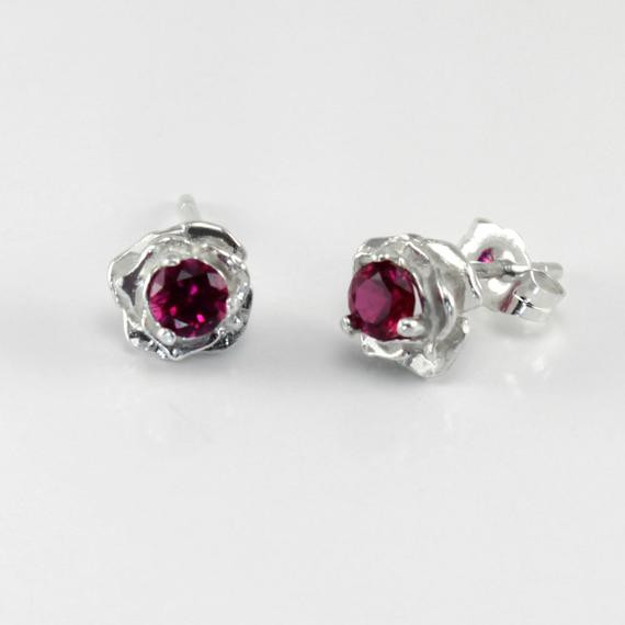 Natural Ruby Earrings
 Natural Ruby Earrings Sterling Silver Rose Shaped Ruby