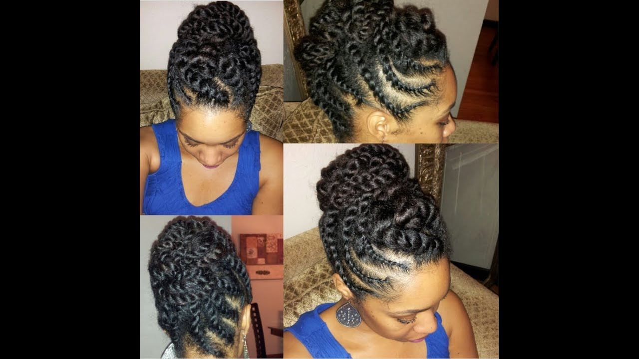 Natural Twist Updo Hairstyles
 Natural Hair Flat twist Updo Protective Hairstyle