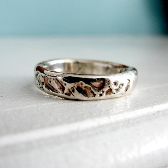 Nautical Wedding Rings
 Sterling Silver Rain Textures Ring by eLoomStudio on Etsy
