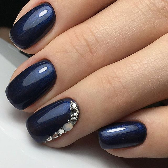 Navy Blue And Silver Nail Designs
 Navy Blue with a glimmer of shimmer and rhinestone
