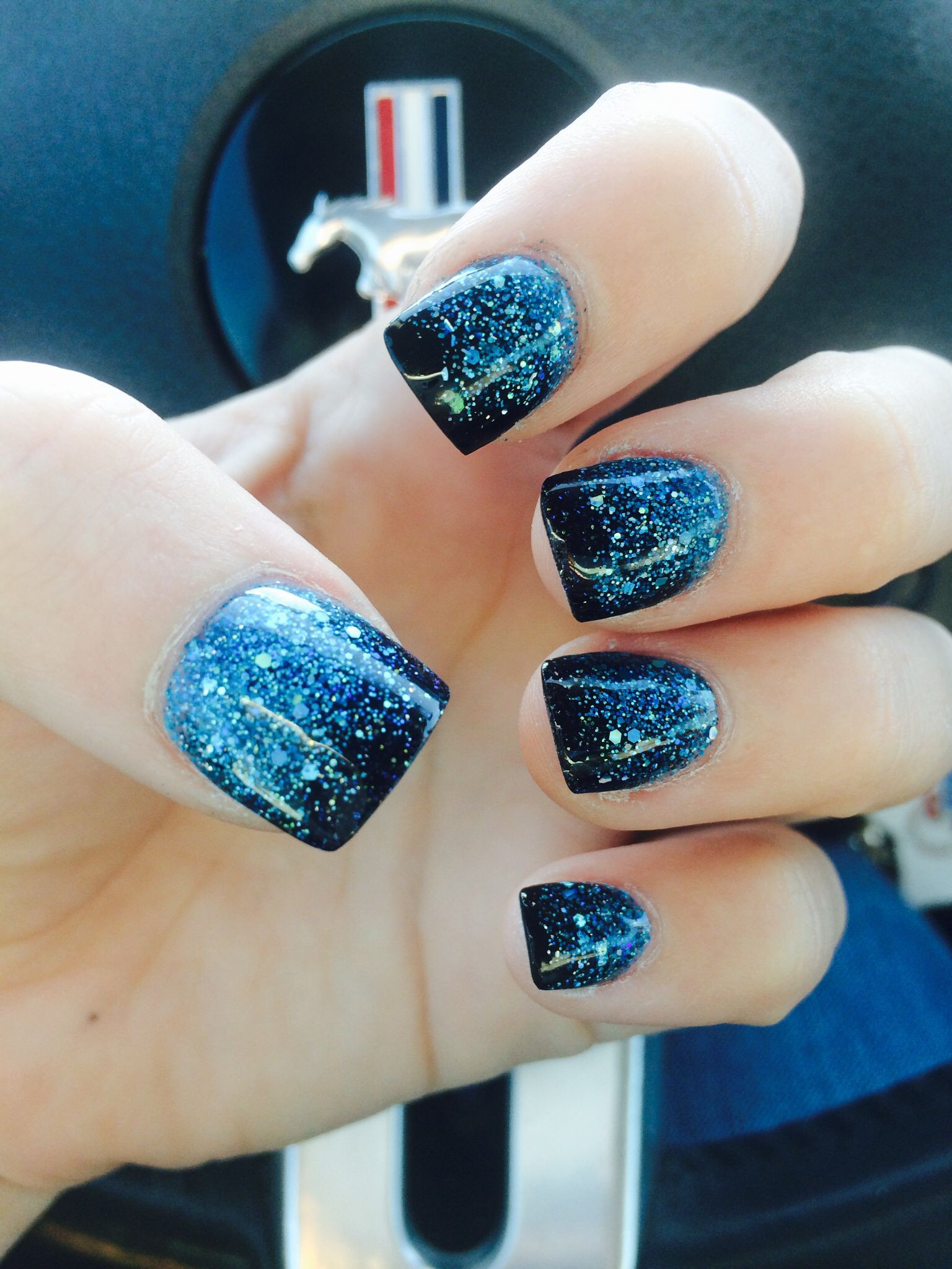 Navy Blue Glitter Nails
 Nails Mylar black blue glitter