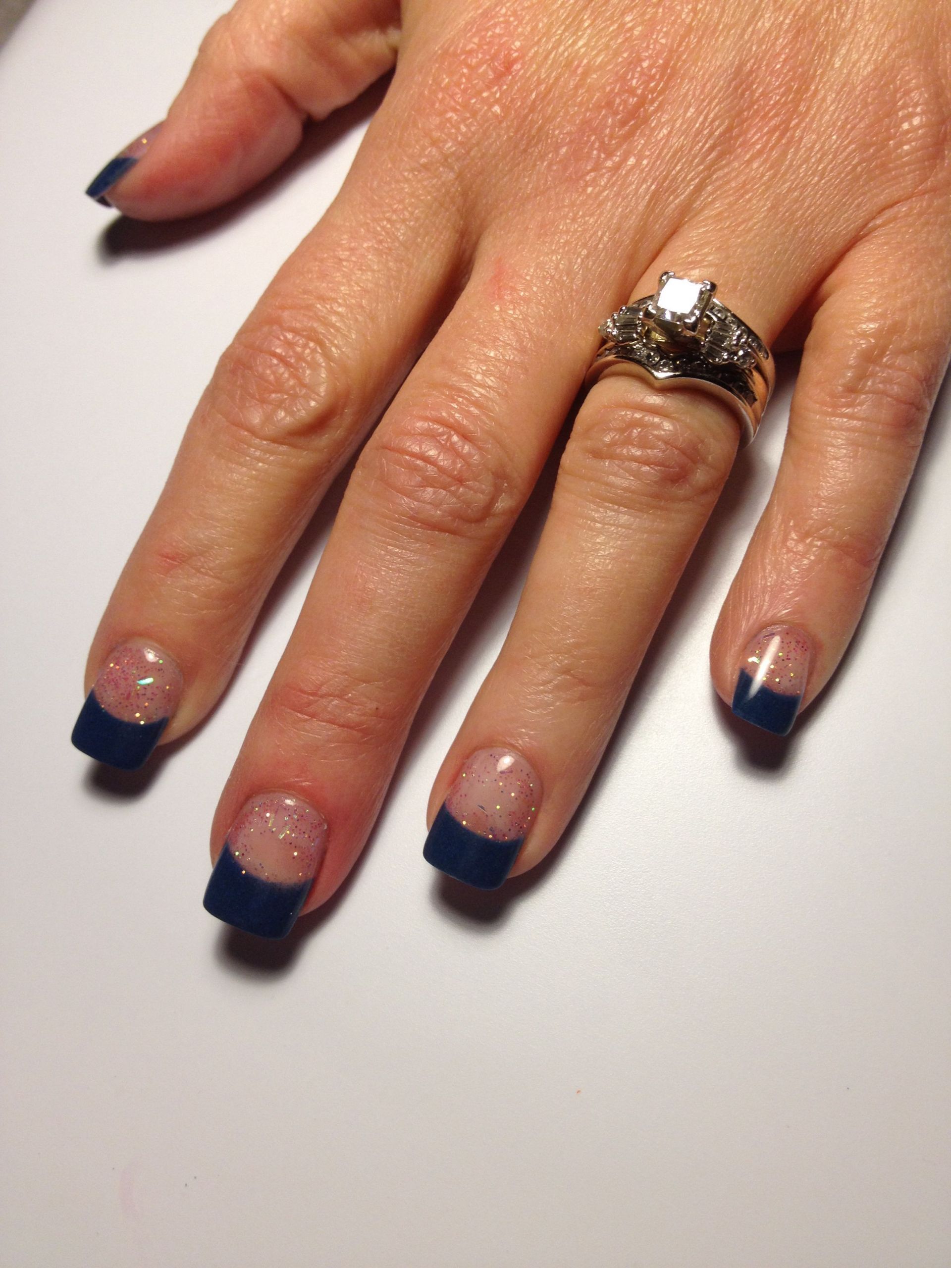 Navy Blue Glitter Nails
 Navy blue nail tips with glitter in 2019