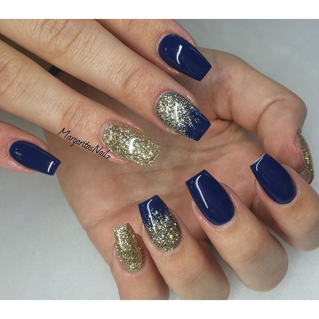 Navy Blue Glitter Nails
 Dark blue ‍ nails