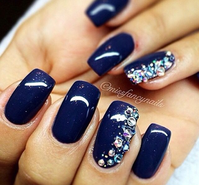 Navy Blue Glitter Nails
 Navy with a bit of sparkle