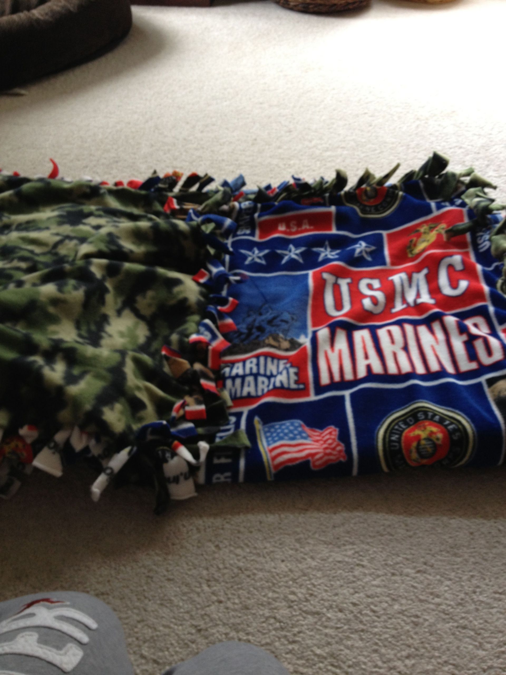 Navy Boyfriend Gift Ideas
 No sew blanket that I made for my boyfriend who is a