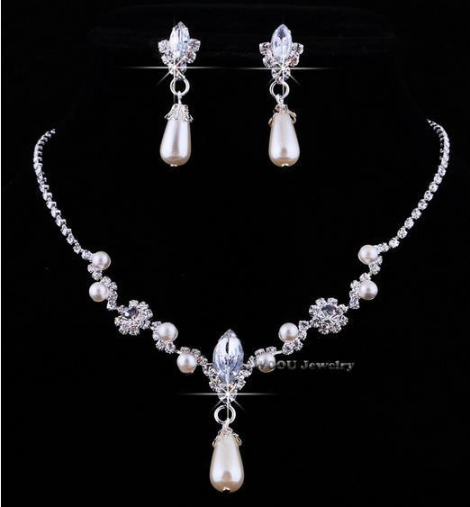 Necklace Earring Sets
 2015 Fashion Hot Sale Alloy Rhinestone Necklace Earring