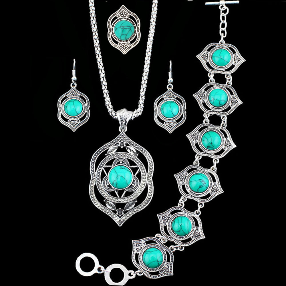 Necklace Earring Sets
 Fashion Jewelry Necklace Bracelet Earrings Ring Flower