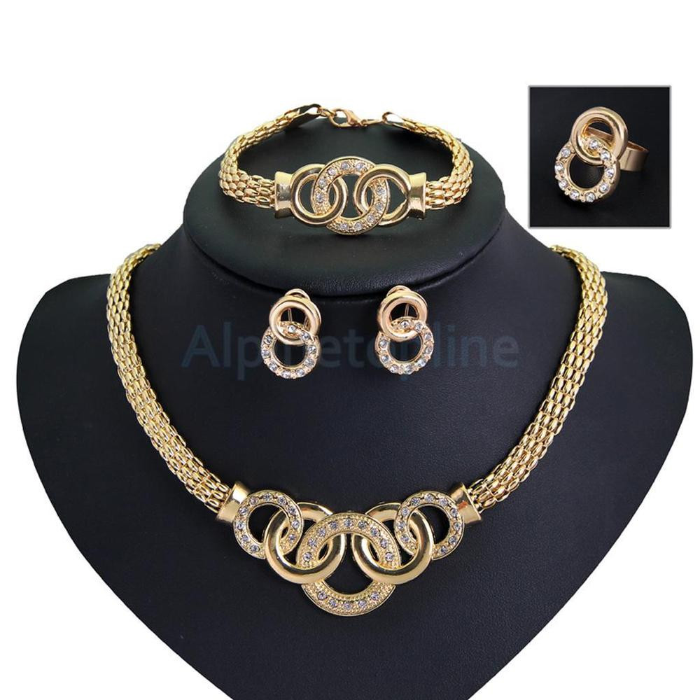 Necklace Earring Sets
 Women Wedding Bridal Costume Jewelry Sets Copper Plated