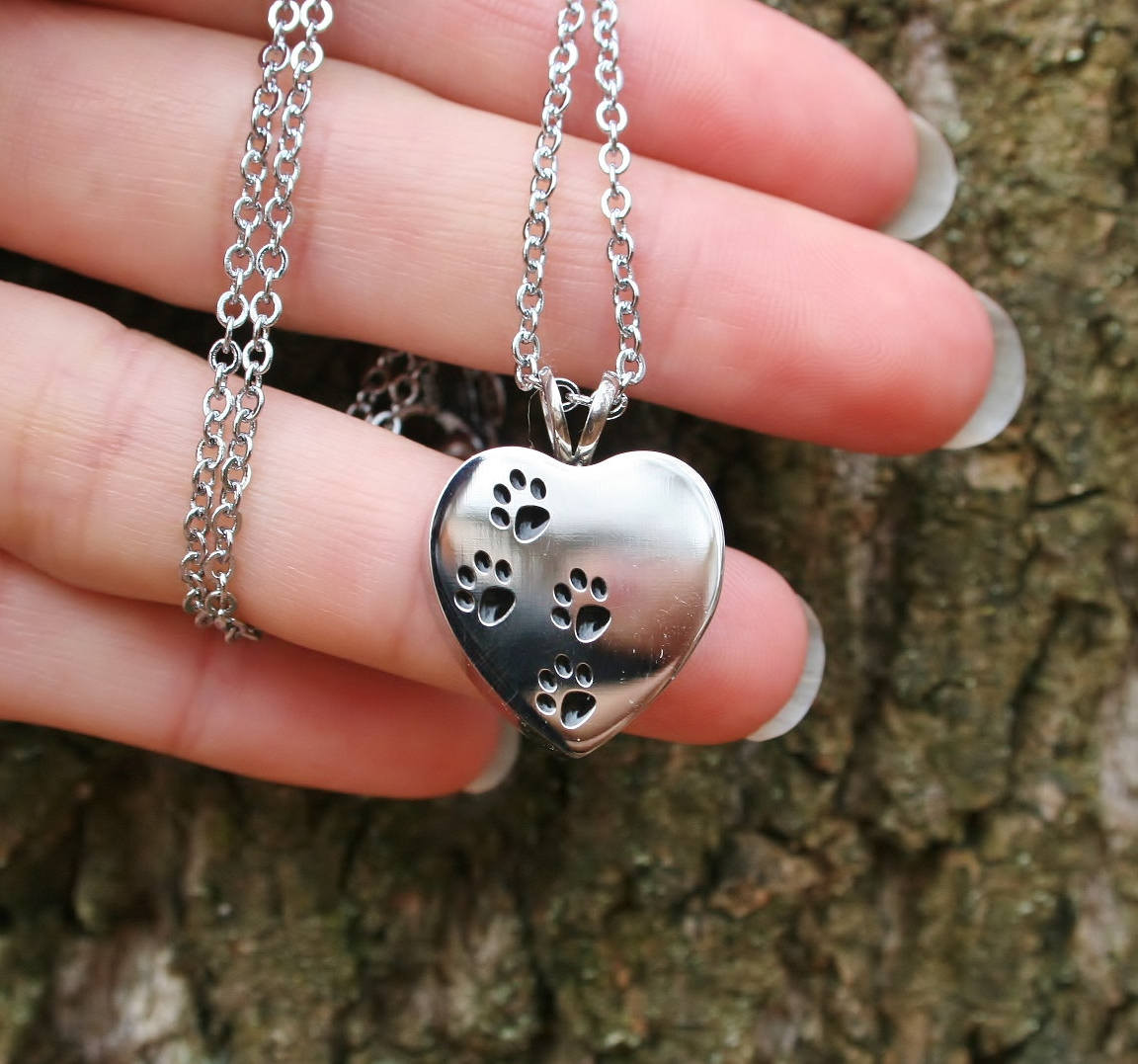 Necklace For Dog Ashes
 4 Paws on My Heart Pet Cremation Jewelry for Ashes Urn