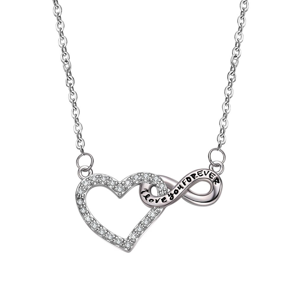 Necklace For Girlfriend Birthday
 Silver tone Crystal Heart Necklace Infinity Charm