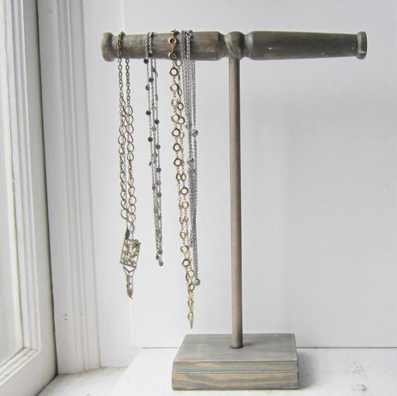 Necklace Holder Stand
 SALE Weathered Gray Tall Necklace Holder Tall Necklace Stand