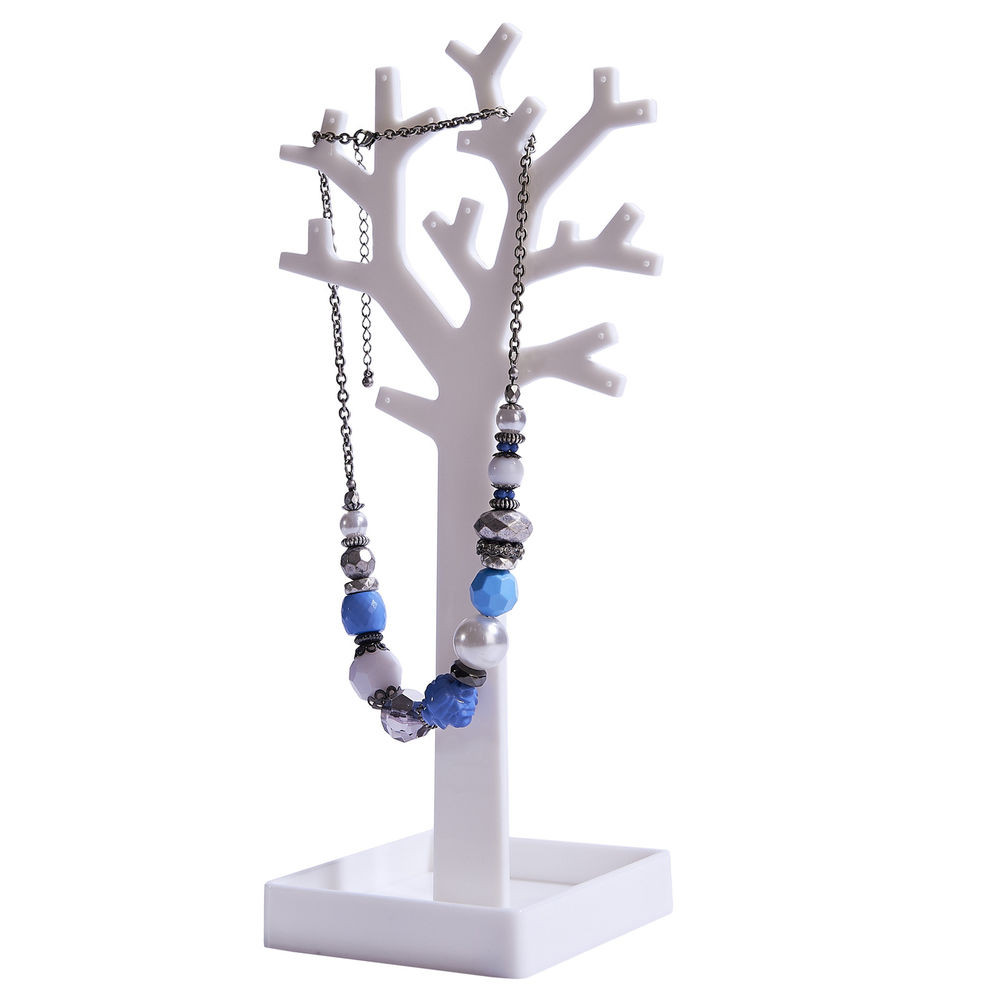 Necklace Holder Stand
 WHITE JEWELLERY NECKLACE CHAIN RING EARRING TREE STAND