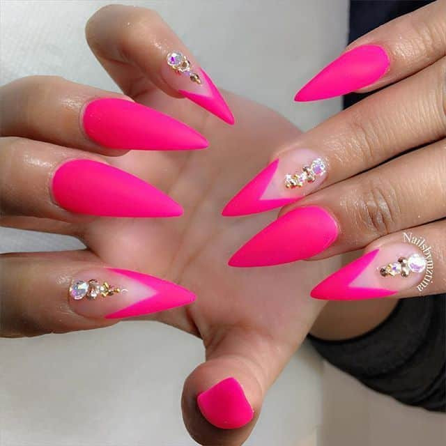 Neon Pink Nail Designs
 8 Incredible Matte Stiletto Nails to Make The Head Turn
