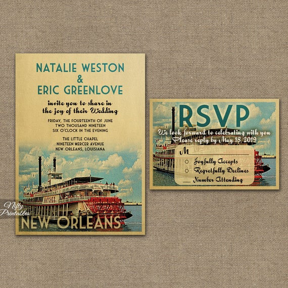 New Orleans Wedding Invitations
 New Orleans Wedding Invitation Printable Vintage New Orleans
