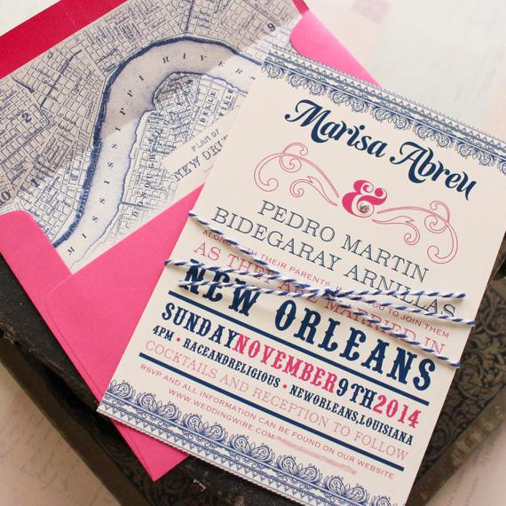 New Orleans Wedding Invitations
 Typography Wedding Invitation New Orleans Design Fee