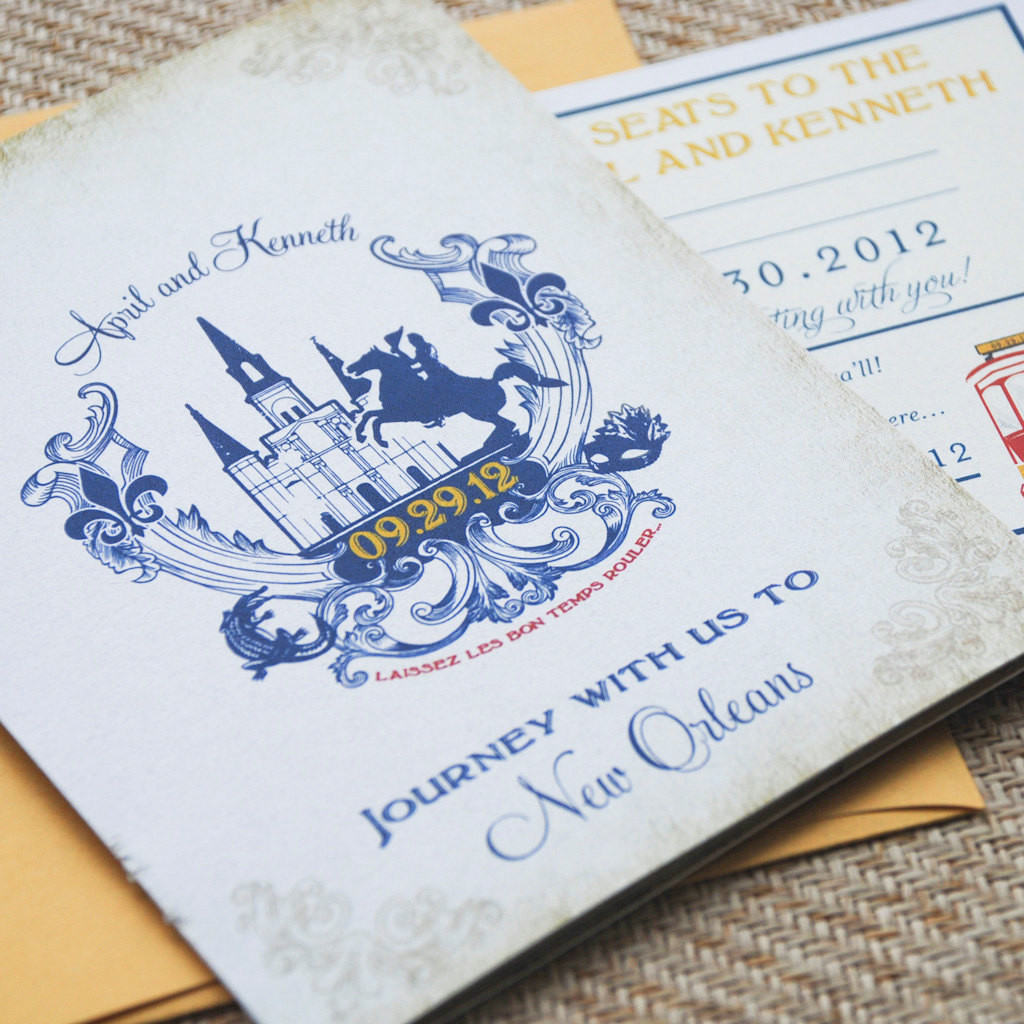 New Orleans Wedding Invitations
 Vintage Booklet Wedding Invitation New Orleans