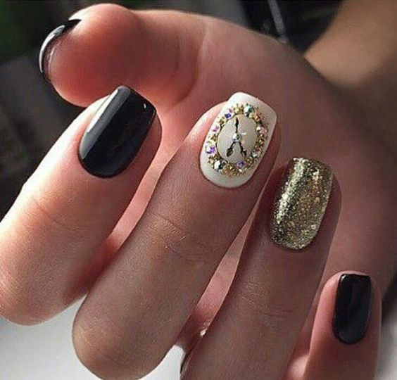 New Year Acrylic Nail Designs
 Bright Colors For New Year Nails 2019 Clock Design