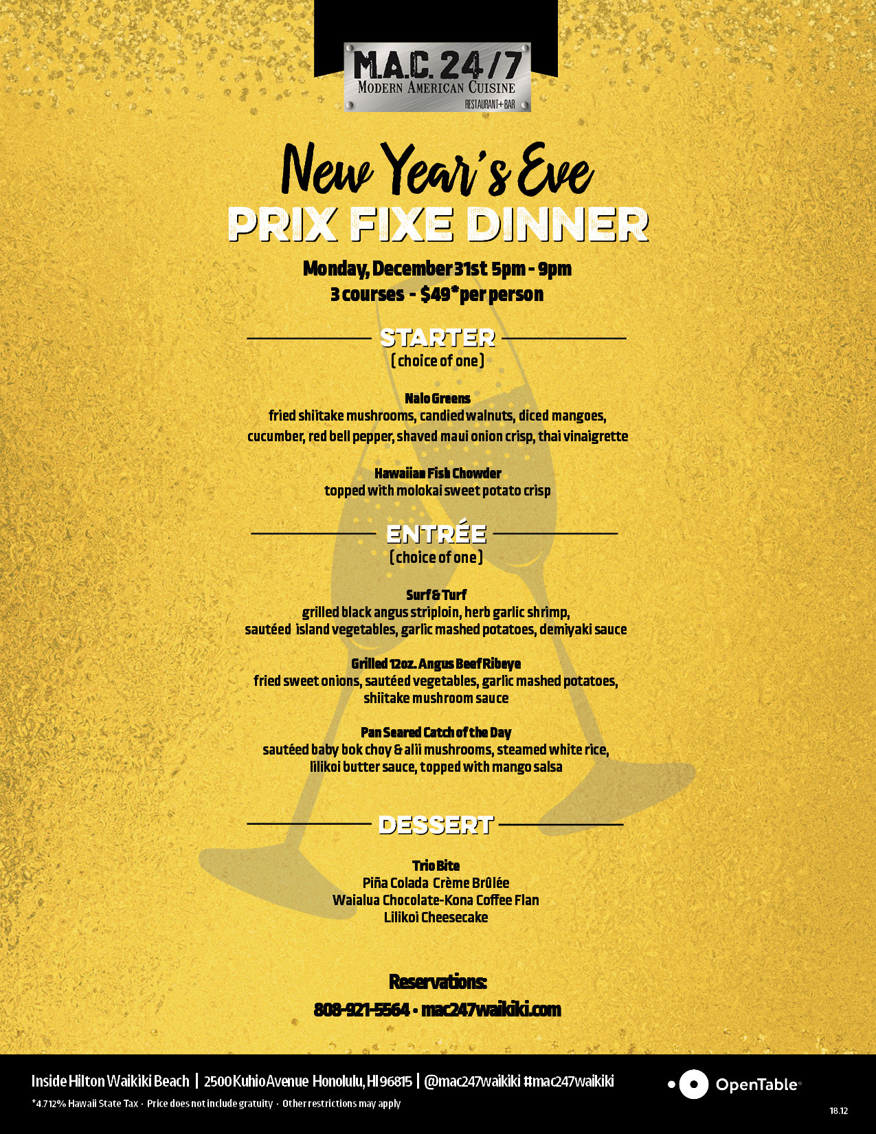 New Year Dinner Menu
 New Year s Eve Prix Fixe Dinner Mac 24 7 Restaurant Bar