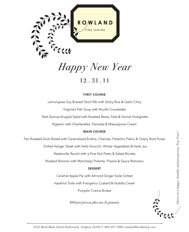 New Year Dinner Menu
 New Year s Eve events