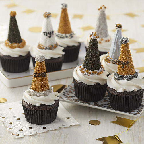 New Year Eve Cupcakes
 New Year’s Eve Party Hat Cupcakes