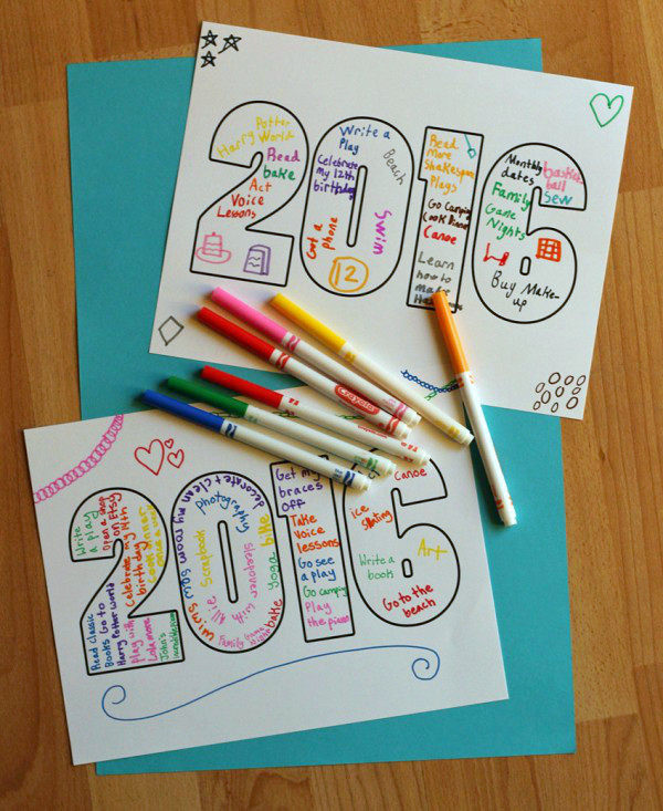 New Years Crafts For Kids
 2016 Word Art Printable for Kids