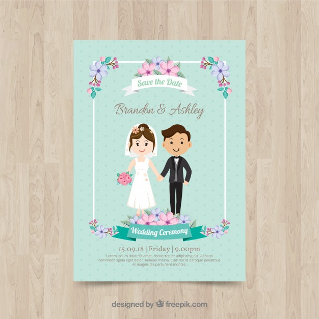 Nice Wedding Invitations
 Nice wedding invitation in flat design with a couple