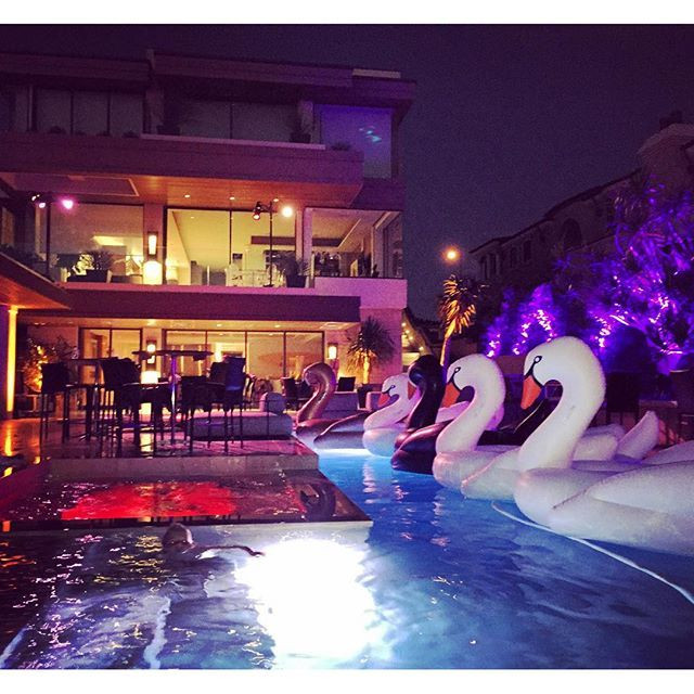 Night Pool Party Ideas For Adults
 White Swan Pool Float