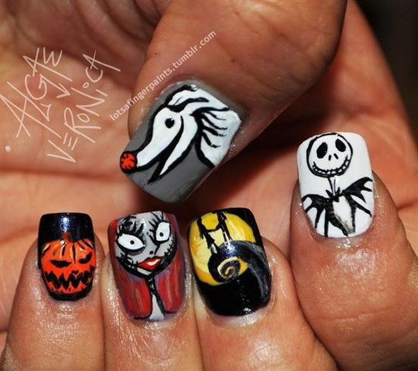 Nightmare Before Christmas Nail Designs
 30 Cool Halloween Nail Art Ideas Hative