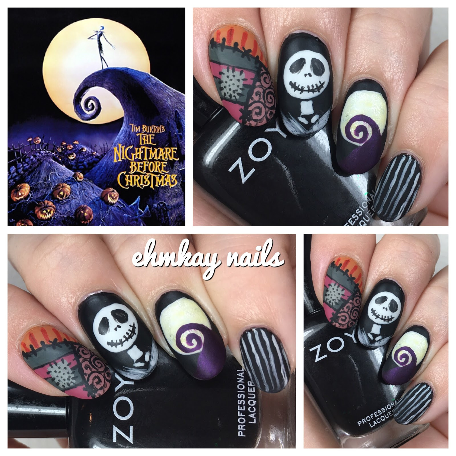 Nightmare Before Christmas Nail Designs
 ehmkay nails 13 Days of Halloween Nail Art Nightmare