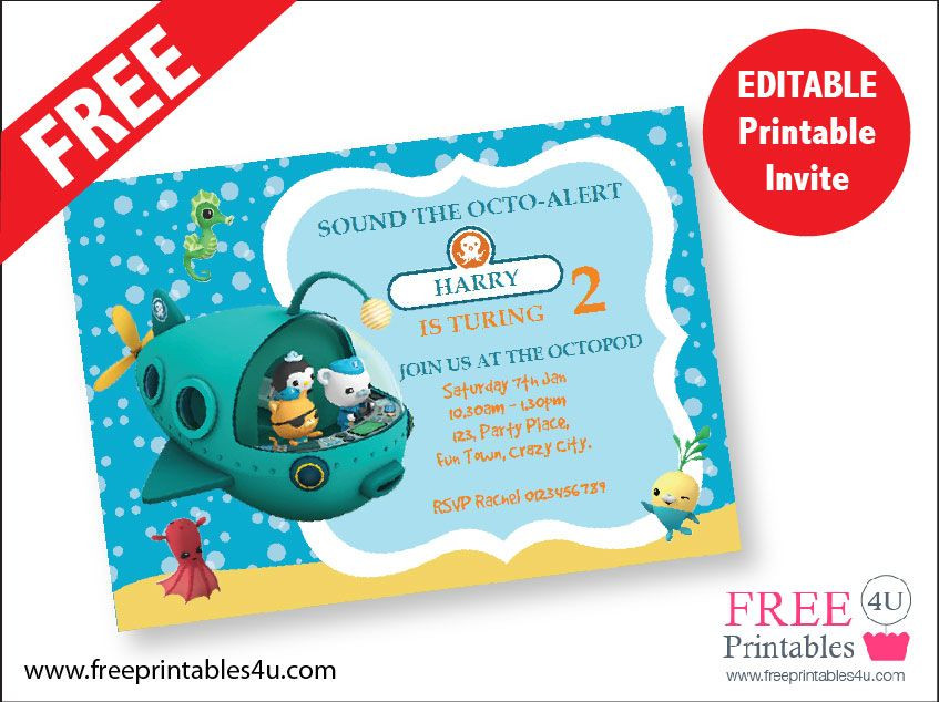 Octonauts Birthday Invitations
 FREE Octonauts Invite freeprintables4u