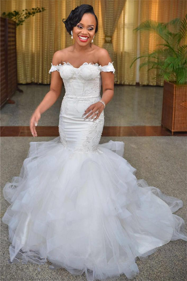 Off The Shoulder Lace Wedding Dress
 y Mermaid f the Shoulder Wedding Dresses 2019 Lace Up