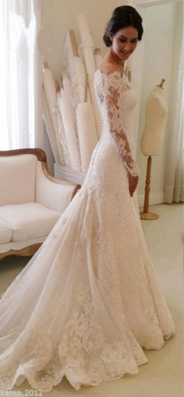 Off The Shoulder Lace Wedding Dress
 Elegant Lace Wedding Dresses White Ivory f The Shoulder