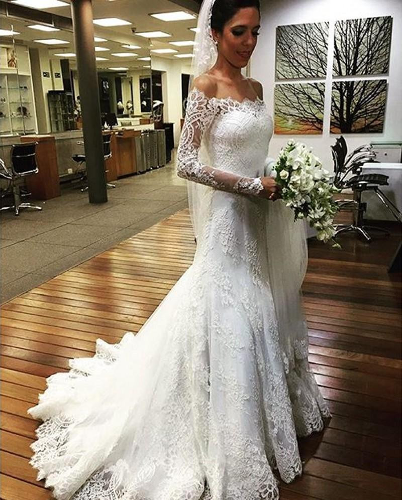 Off The Shoulder Lace Wedding Dress
 Vintage 2016 Mermaid Bohemian Lace Wedding Dresses With