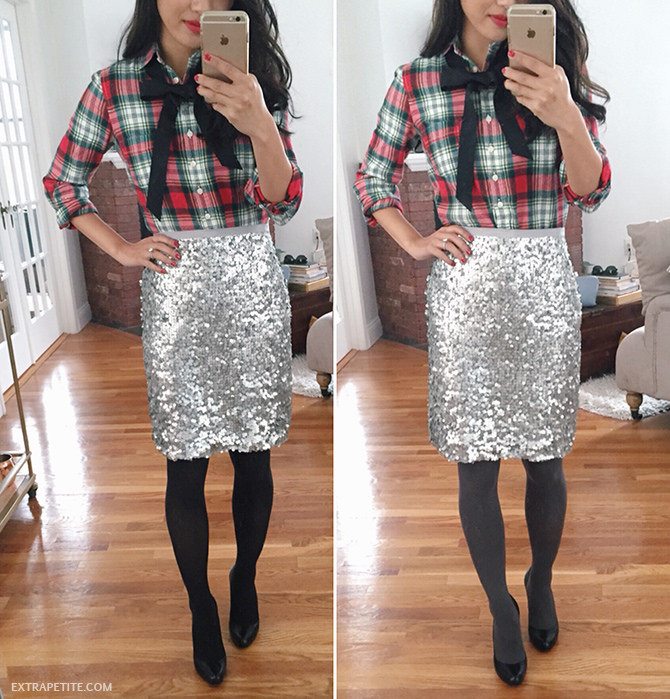Office Christmas Party Outfit Ideas
 Plaid Bow Sequins Holiday office party outfit ideas
