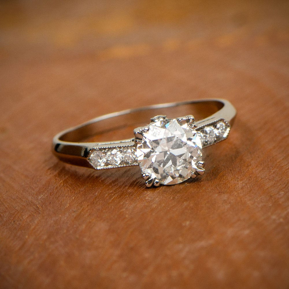 Old Mine Cut Diamond Engagement Ring
 Vintage Style Engagement Ring Old Mine European Cut Diamond