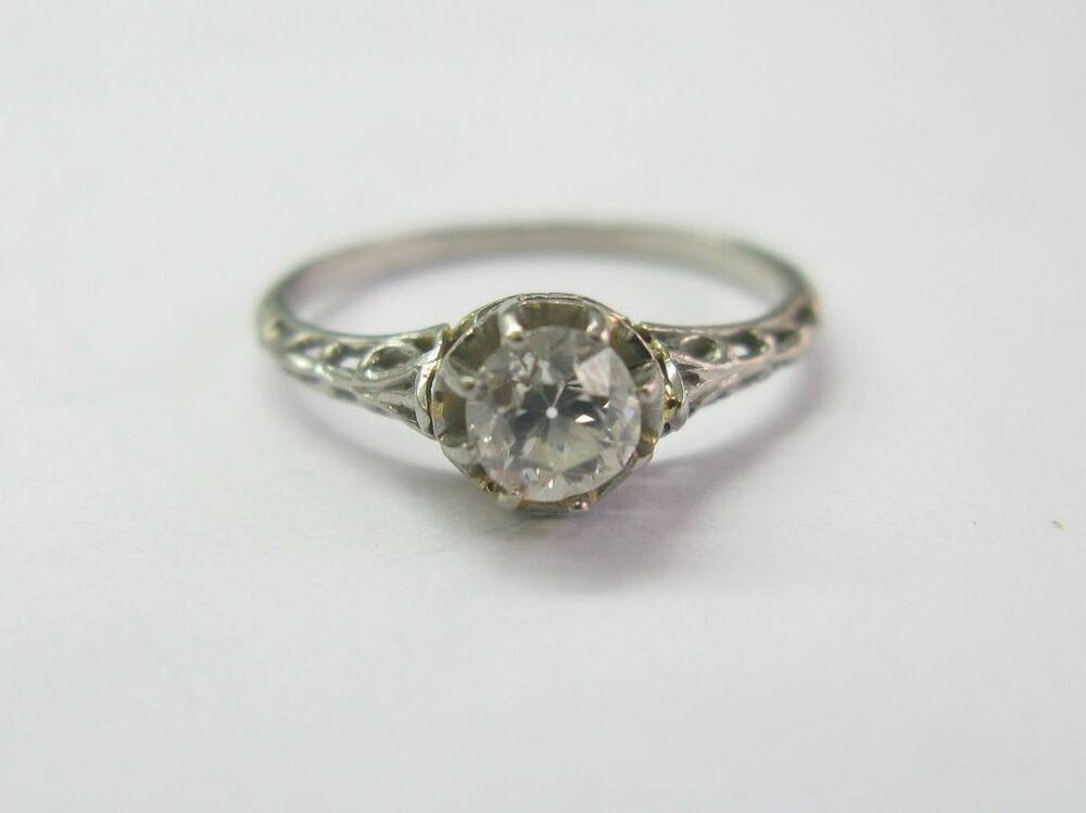 Old Mine Cut Diamond Engagement Ring
 Fine Vintage Old Mine Cut Dia Engagement Solitaire Ring