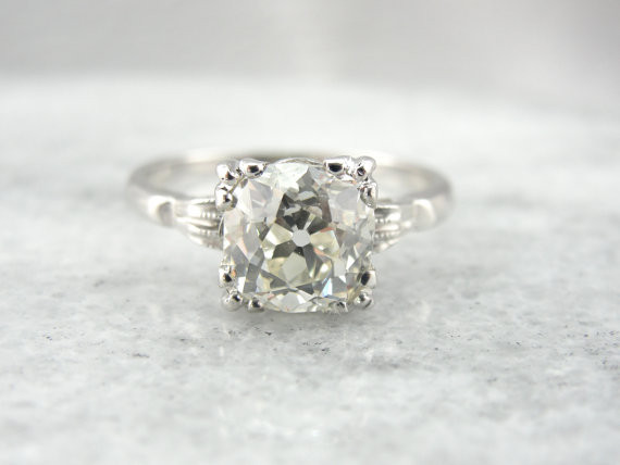 Old Mine Cut Diamond Engagement Ring
 Stunning Two Carat Old Mine Cut Solitaire Diamond
