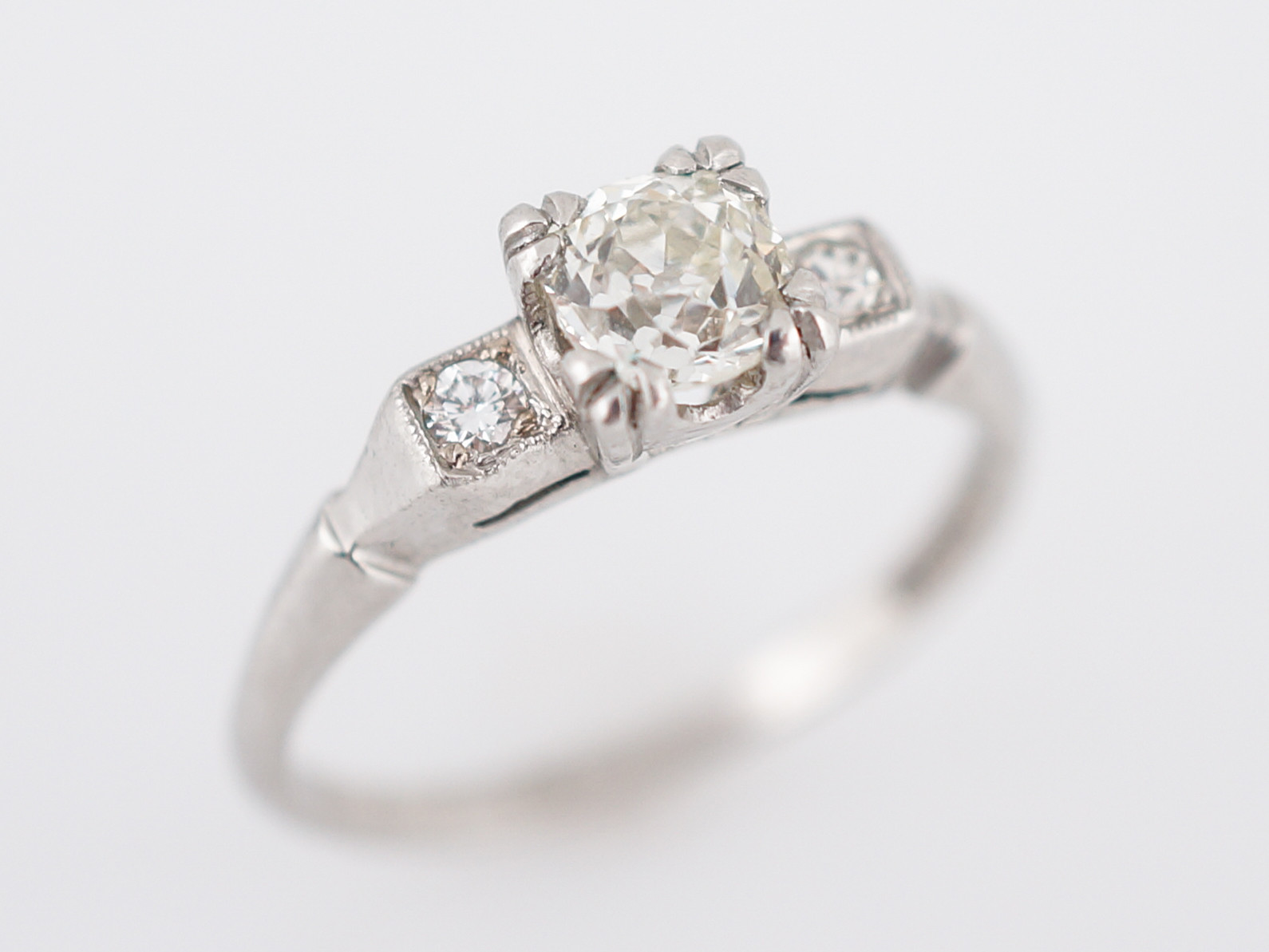 Old Mine Cut Diamond Engagement Ring
 Antique Engagement Ring Art Deco 67 Old Mine Cut Diamond