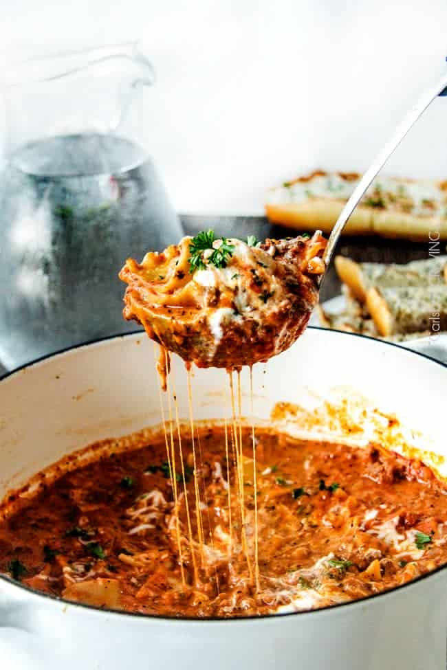 One Pot Lasagna Soup
 BEST EVER e Pot Lasagna Soup with VIDEO Carlsbad