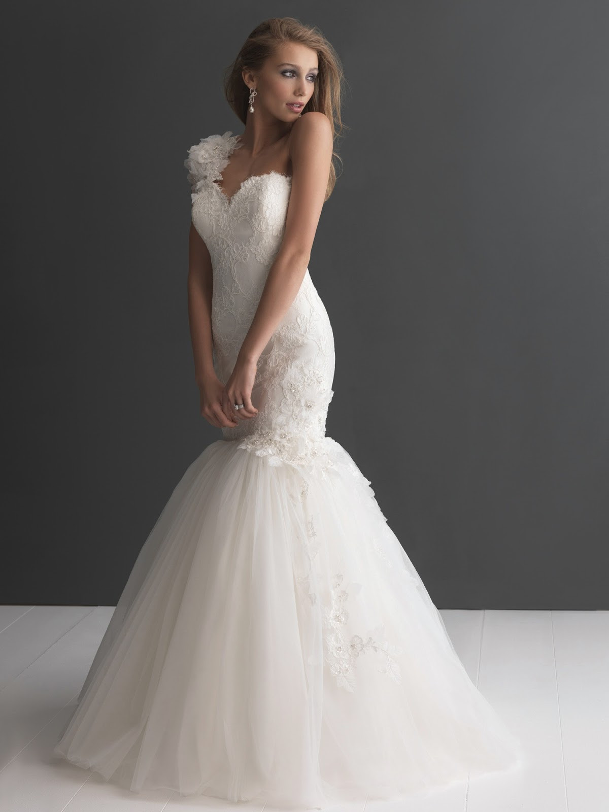 One Shoulder Wedding Dress
 DressyBridal Allure Wedding Dresses Fall 2013 Collection