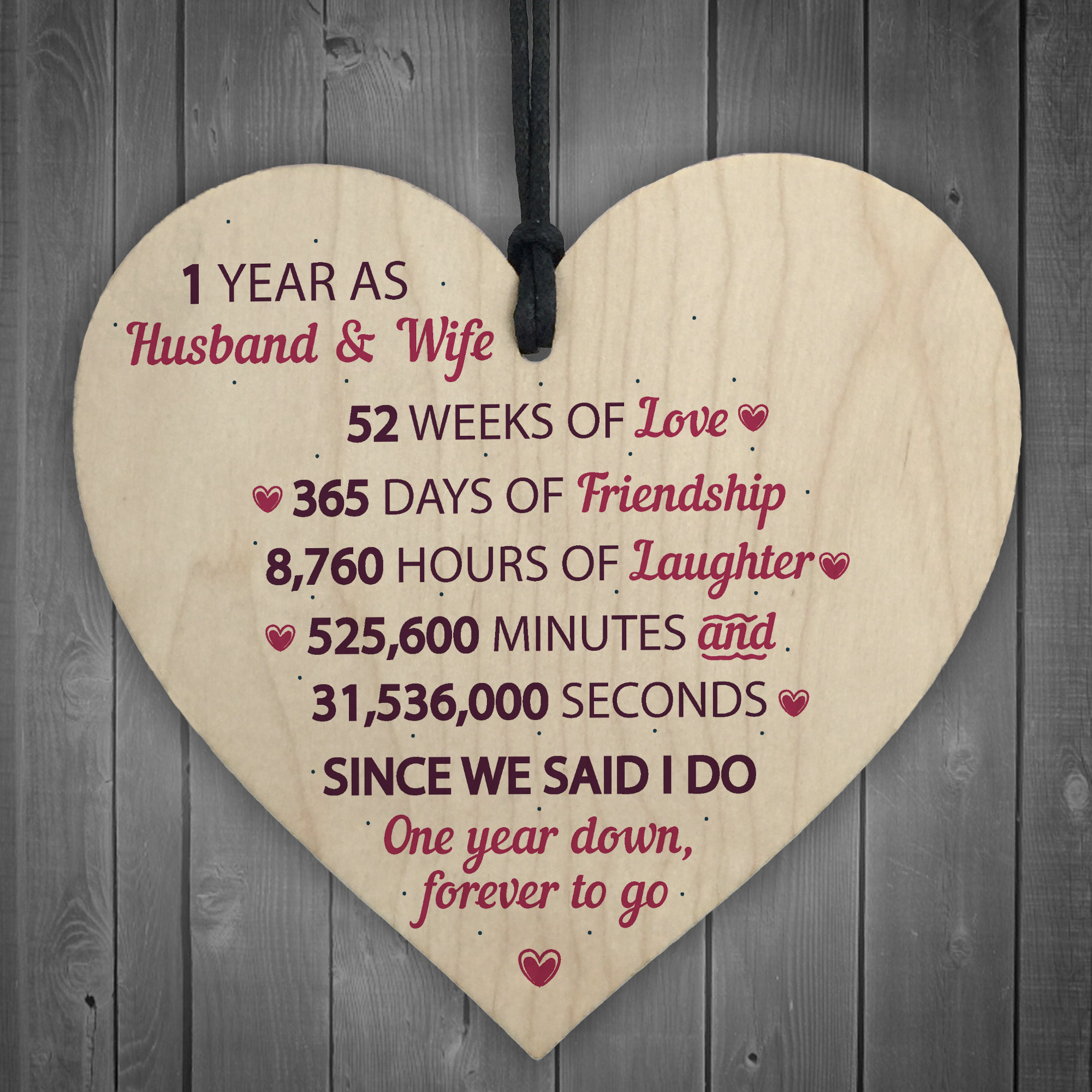 One Year Anniversary Gift Ideas For Her
 1st Wedding Anniversary Gift Wooden Heart First Wedding