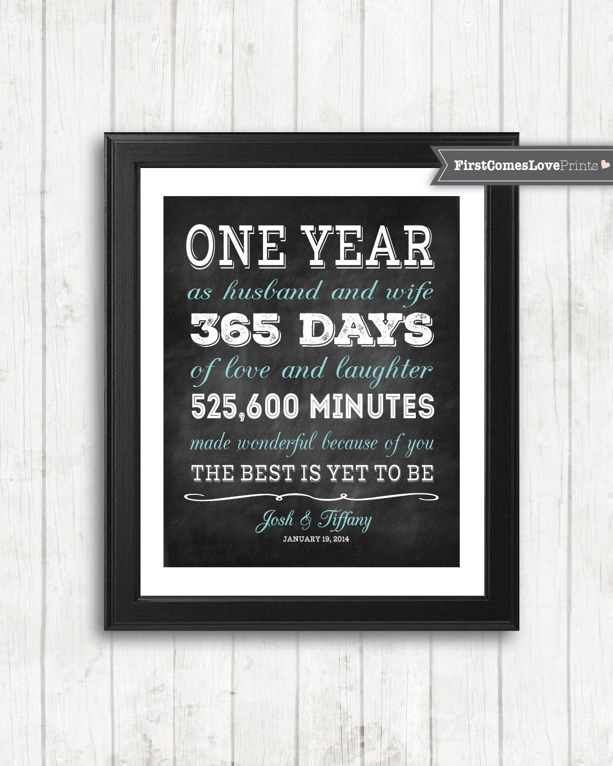One Year Anniversary Gift Ideas For Her
 Chalkboard Style First Anniversary Gift for Husband for Wife
