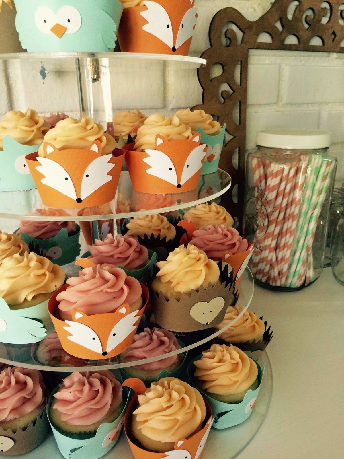 One Year Old Birthday Party Themes
 Woodland creatures cupcakes fox owl hedgehog one year