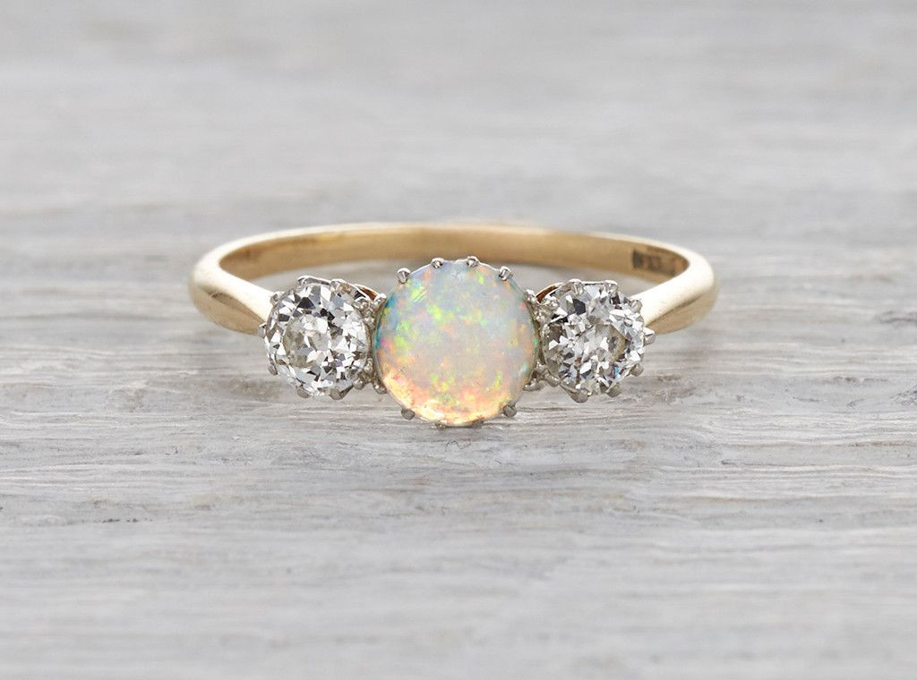 Opal And Diamond Engagement Ring
 Opal & Diamond Edwardian Engagement Ring